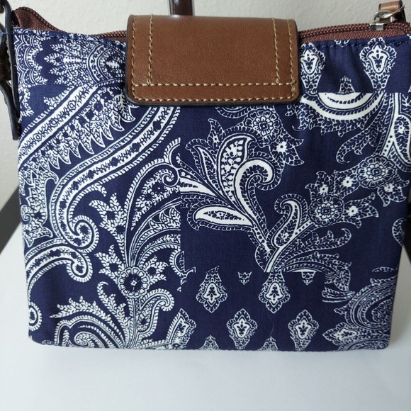 Chaps Ralph Lauren Shoulder Bag Navy Bandana Paisley Print Medium Purse Blue - Picture 2 of 13
